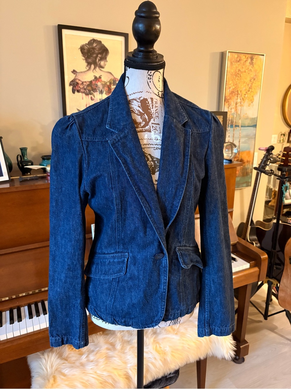 Bluenotes Dark Blue Denim Blazer Jacket